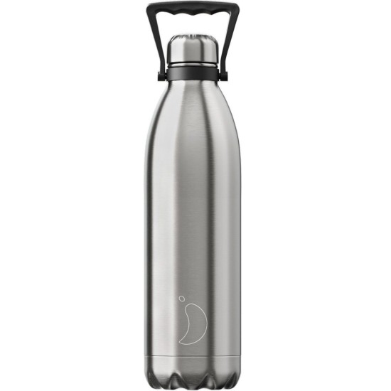 Chilly`s Original Silver Stainless Steel Bottle Reusable 1.8lt